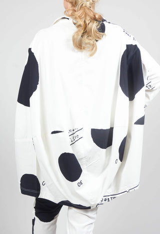 Oversized Button Through Jacket in Black Print