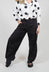 Patterned Wide Leg Trousers in Black