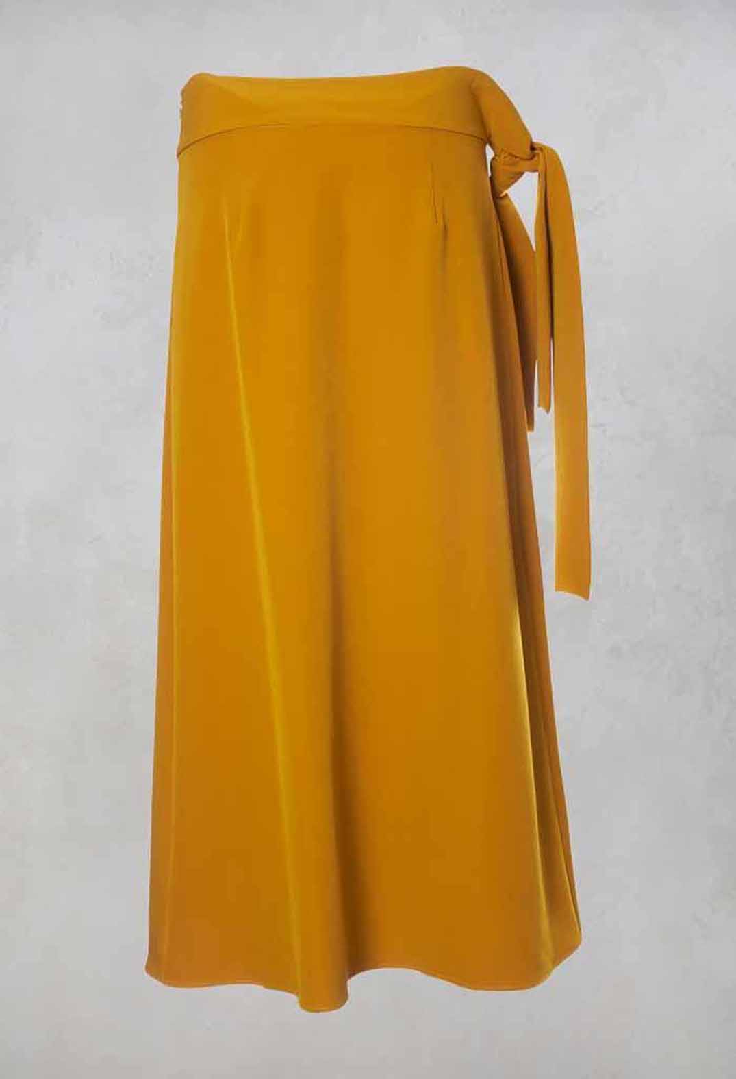 Pleated Skirt with Sash in Mustard