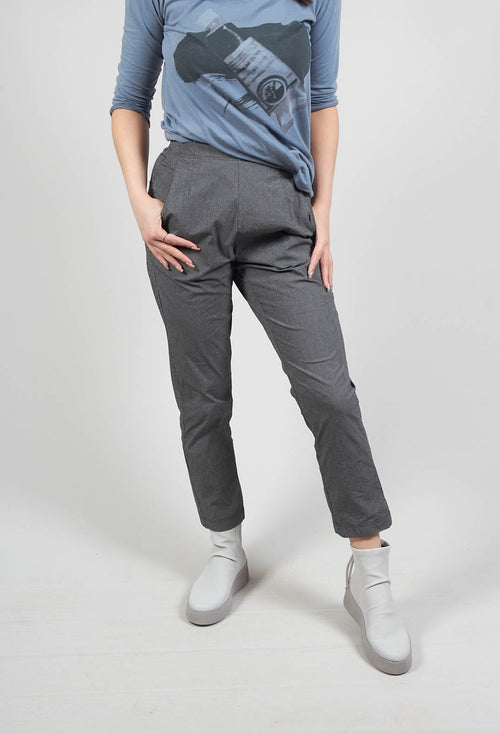 Pull On Straight Leg Trousers in Black Check