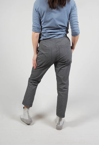 Pull On Straight Leg Trousers in Black Check