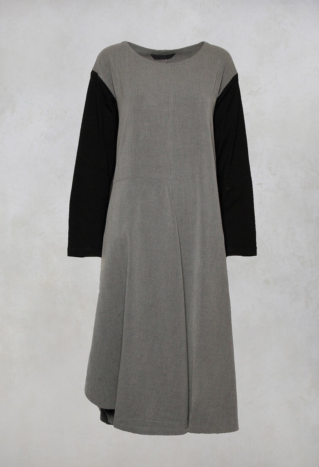Shift Dress with Contrast Sleeve in Grey