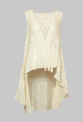 Sleeveless Embroidered Overtop in Off-White