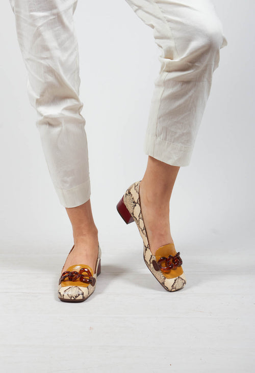 Snake Print Slip on Shoe with Contrasting Heel