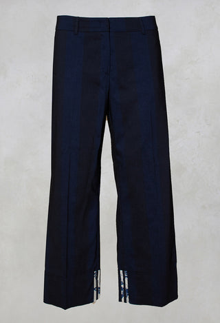 Beatrice B striped turn up trousers in blue