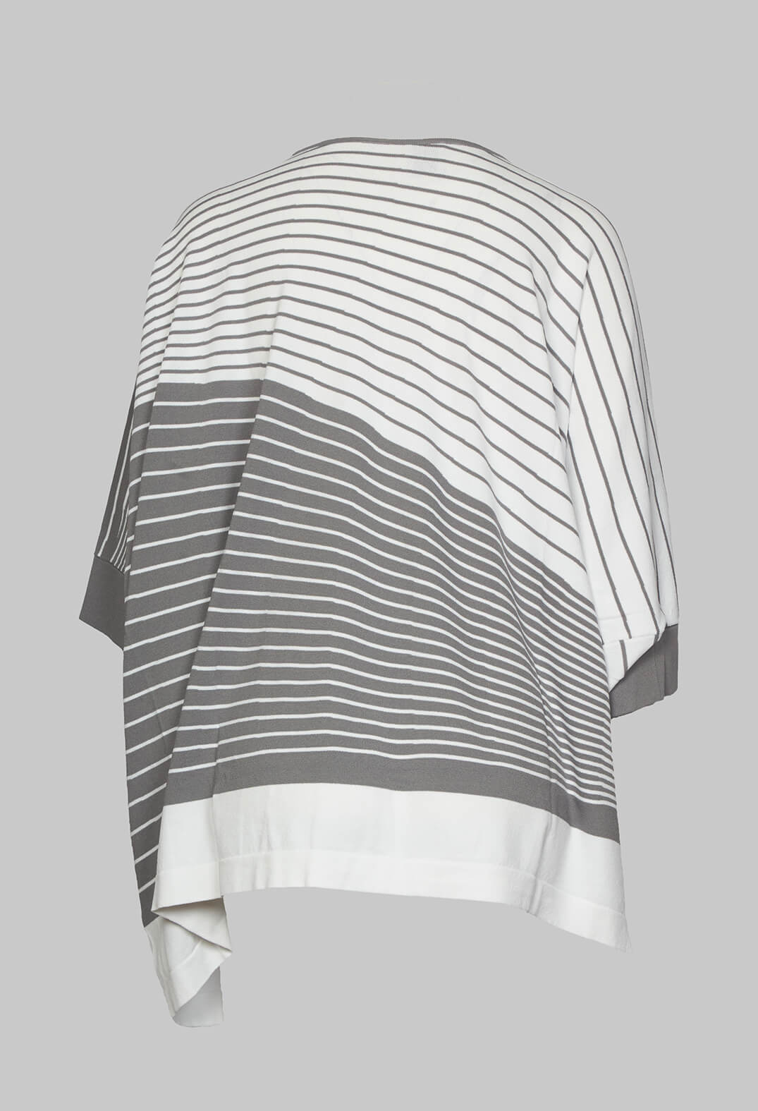 Striped Batwing Jumper in Grey and White