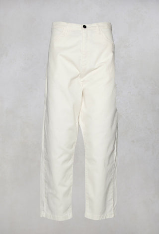 Straight Leg Jeans with Patch Pockets in Off White