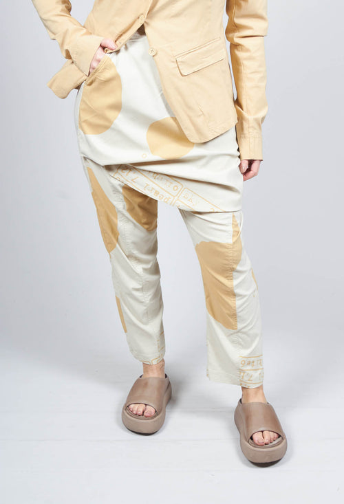 Trousers with Front Overlay in Corn Print