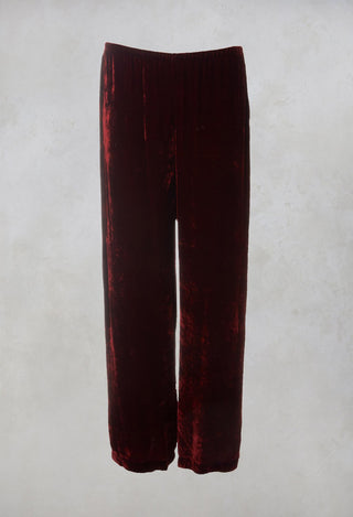 Velvet Wide Leg Trousers in Ruby