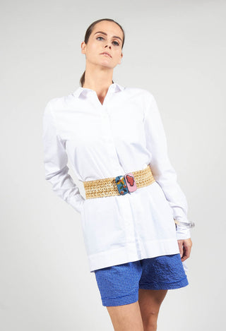 Wide Elasticated Woven Belt with Buckle Detail