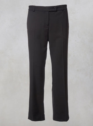 Straight Leg Trousers with Zip Fastening in Black