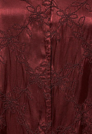Satin Front Jacket with Embroidery in Burgundy