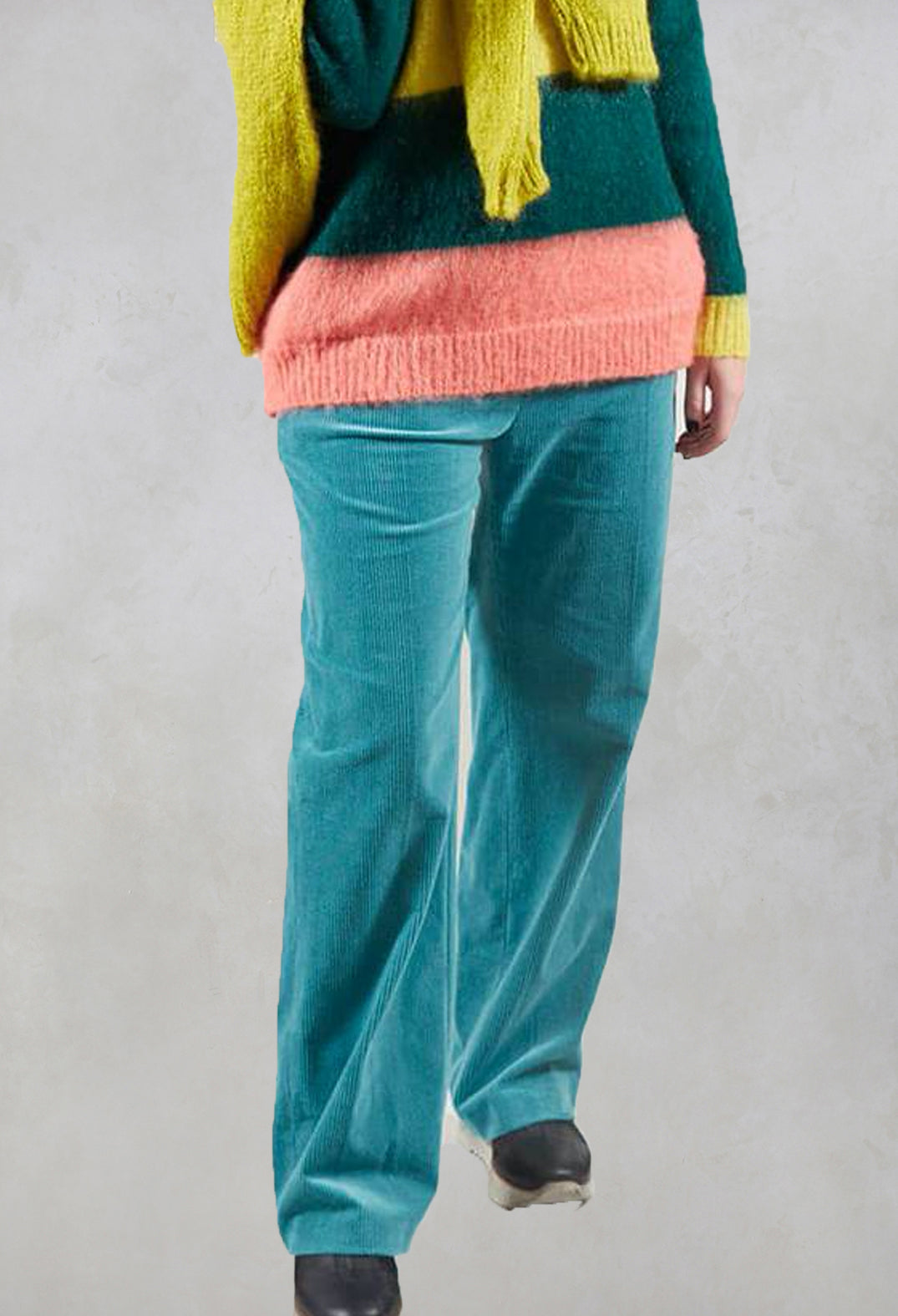 Straight Leg Courdroy Trousers in Octane Green