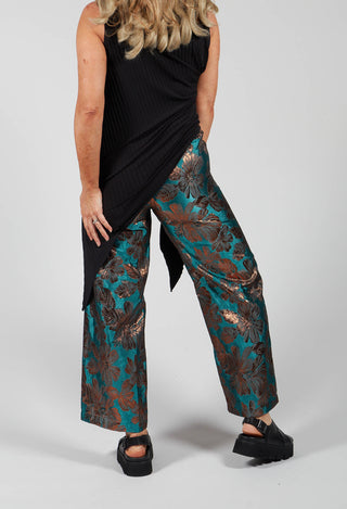 Printed Bojan Wide Leg Trousers in Emerald