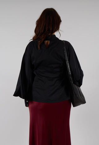 Shirt with Flared Puff Sleeves in Black