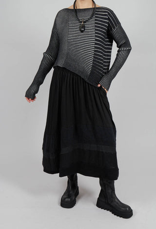 Long Skirt with Asymmetric Hem in Black