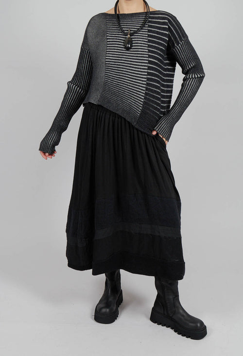 Long Skirt with Asymmetric Hem in Black