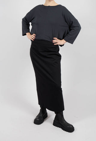 Pencil Skirt with Back Slit in Black