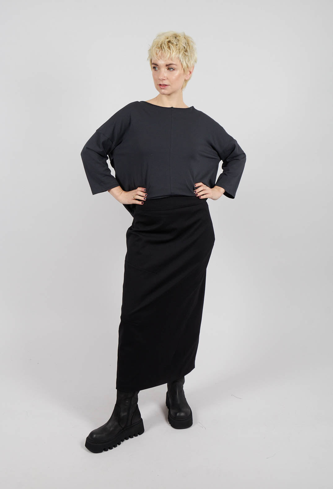 Pencil Skirt with Back Slit in Black