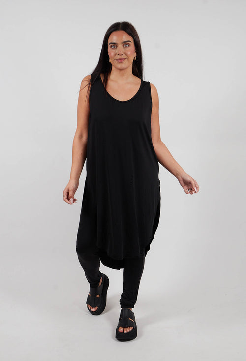 Kerkira Dress with Drop Hem at Back in Black