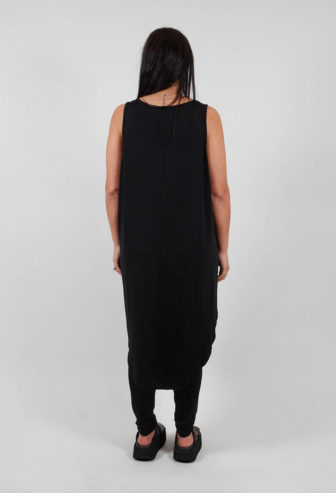 Kerkira Dress with Drop Hem at Back in Black