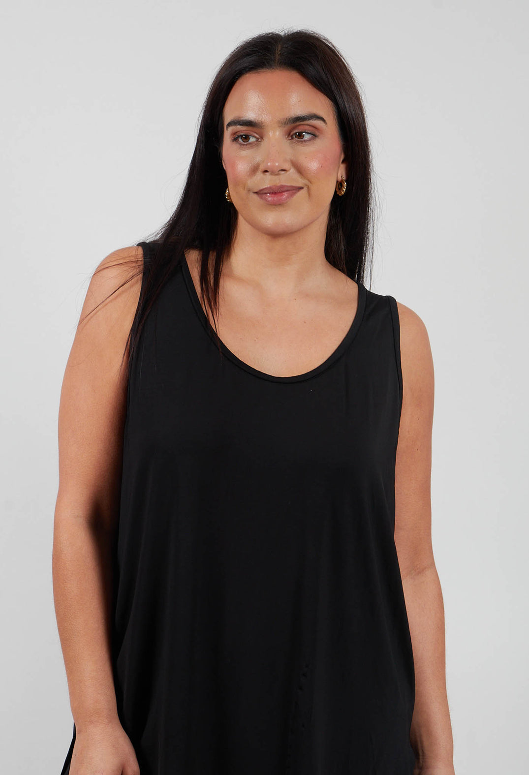Kerkira Dress with Drop Hem at Back in Black