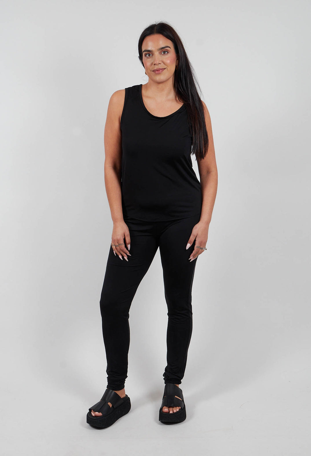 Chartress Top with Drop Hem at Back in Black