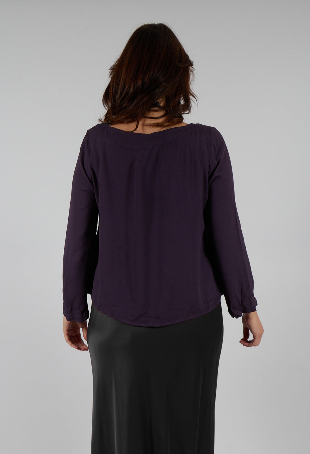 Satin Front Jacket with Embroidery in Blueberry