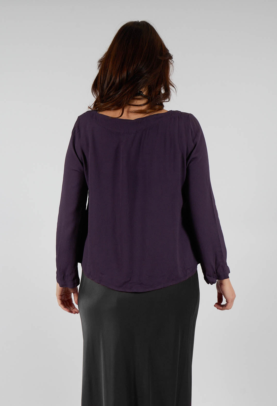 Satin Front Jacket with Embroidery in Blueberry