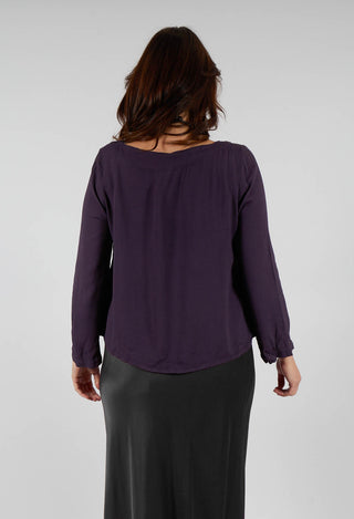 Satin Front Jacket with Embroidery in Blueberry