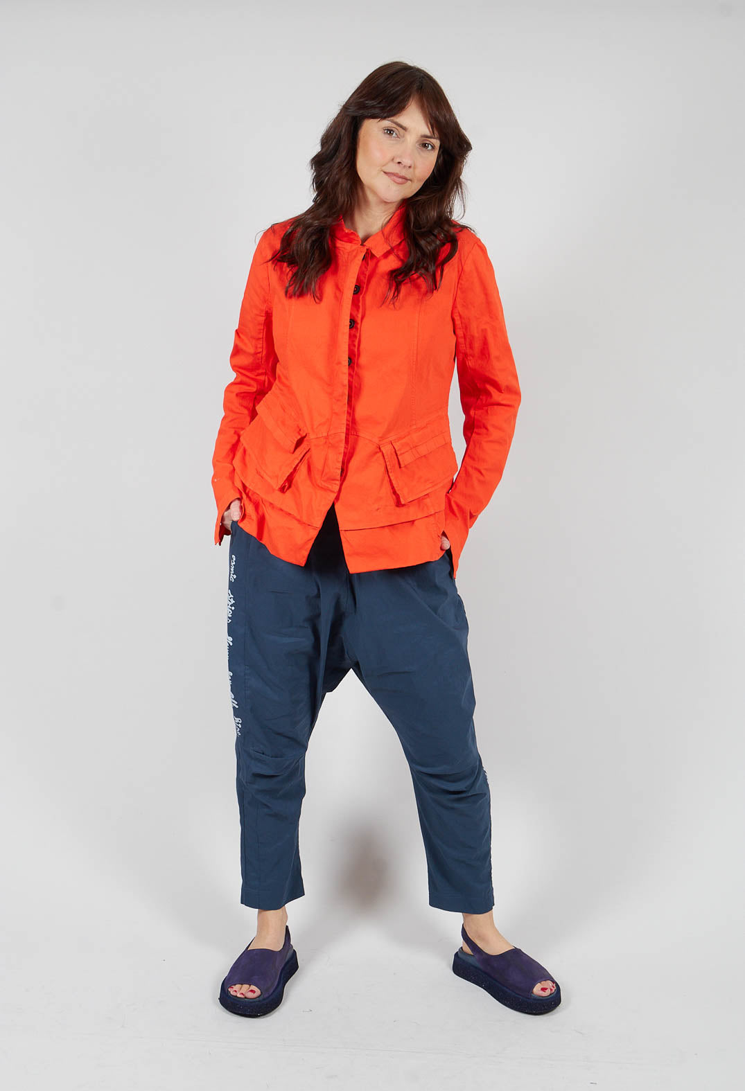Layered Lettuce-Edge Detail Jacket in Mandarine