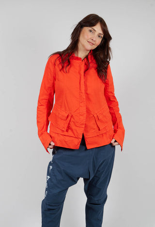 Layered Lettuce-Edge Detail Jacket in Mandarine
