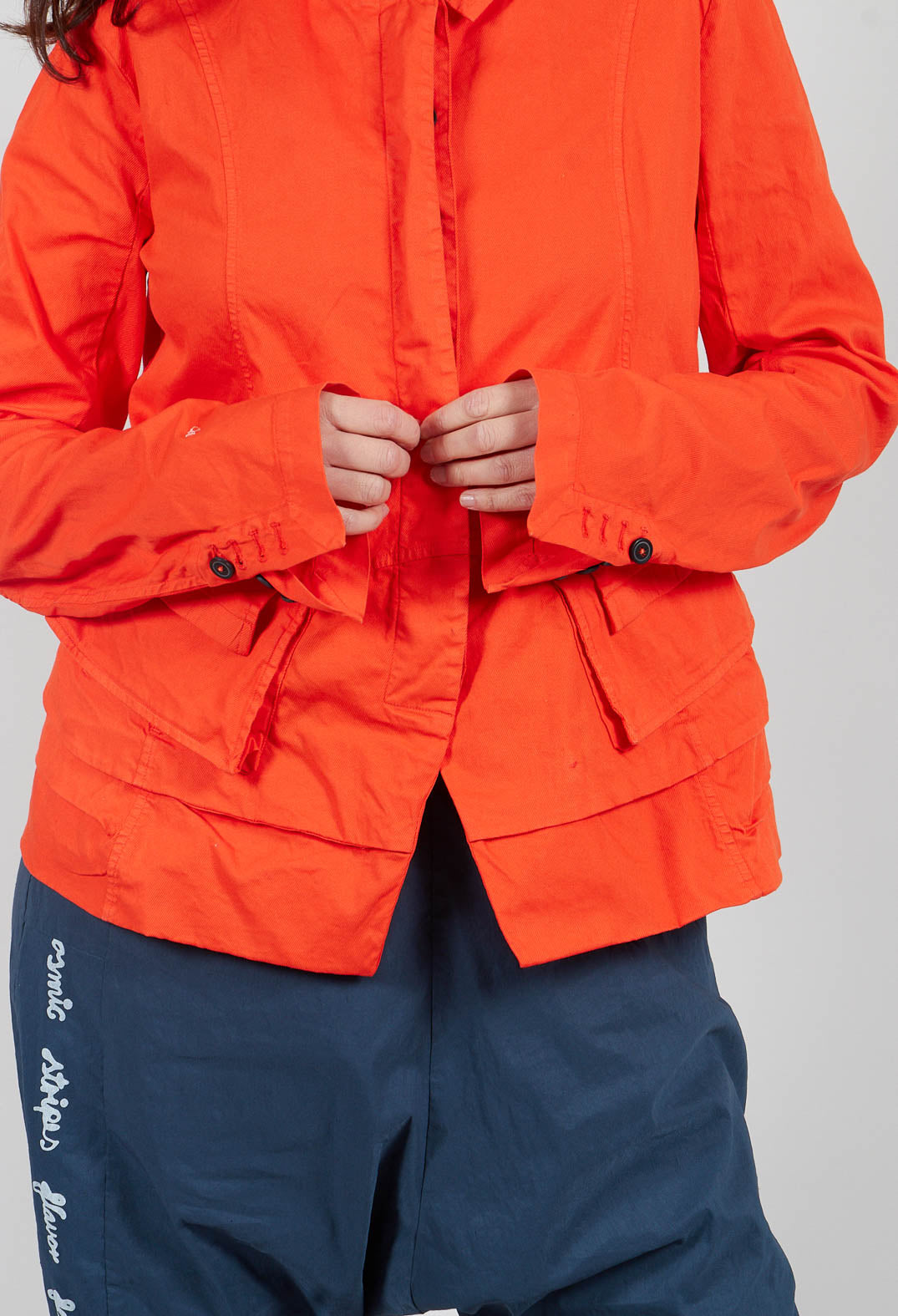 Layered Lettuce-Edge Detail Jacket in Mandarine