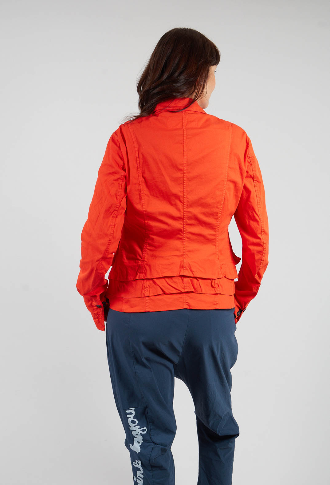 Layered Lettuce-Edge Detail Jacket in Mandarine