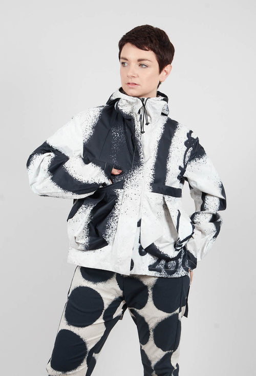 Cropped Hooded Jacket in Black Print - 1001102