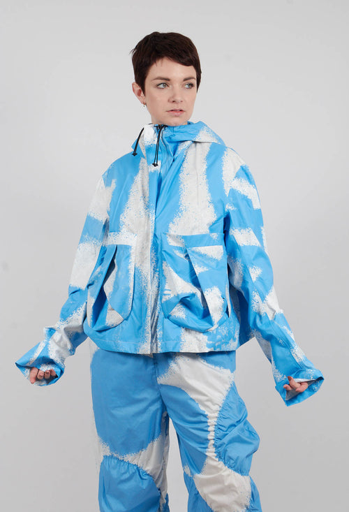 Cropped Hooded Jacket Ice Print - 1001102