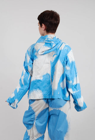 Cropped Hooded Jacket Ice Print - 1001102