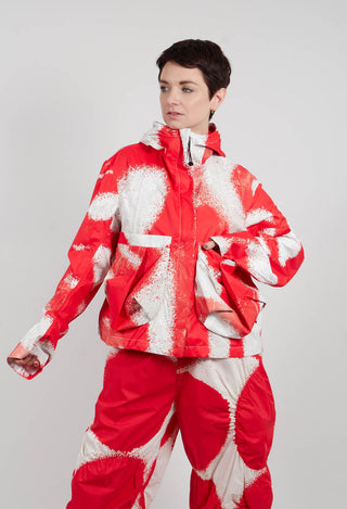 Cropped Hooded Jacket in Ketchup Print - 1001102