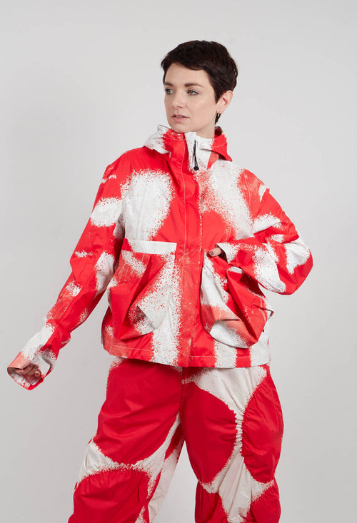 Cropped Hooded Jacket in Ketchup Print - 1001102