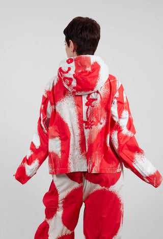 Cropped Hooded Jacket in Ketchup Print - 1001102