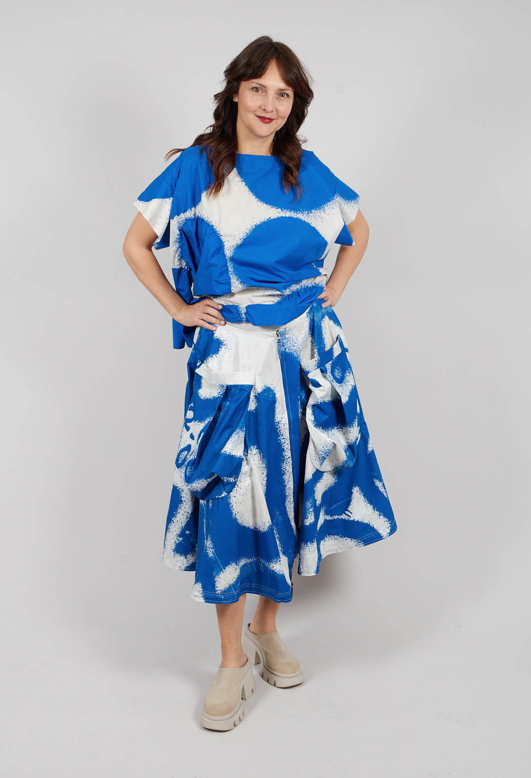 Large Pocket Midi Skirt in Electric Print - 1000303