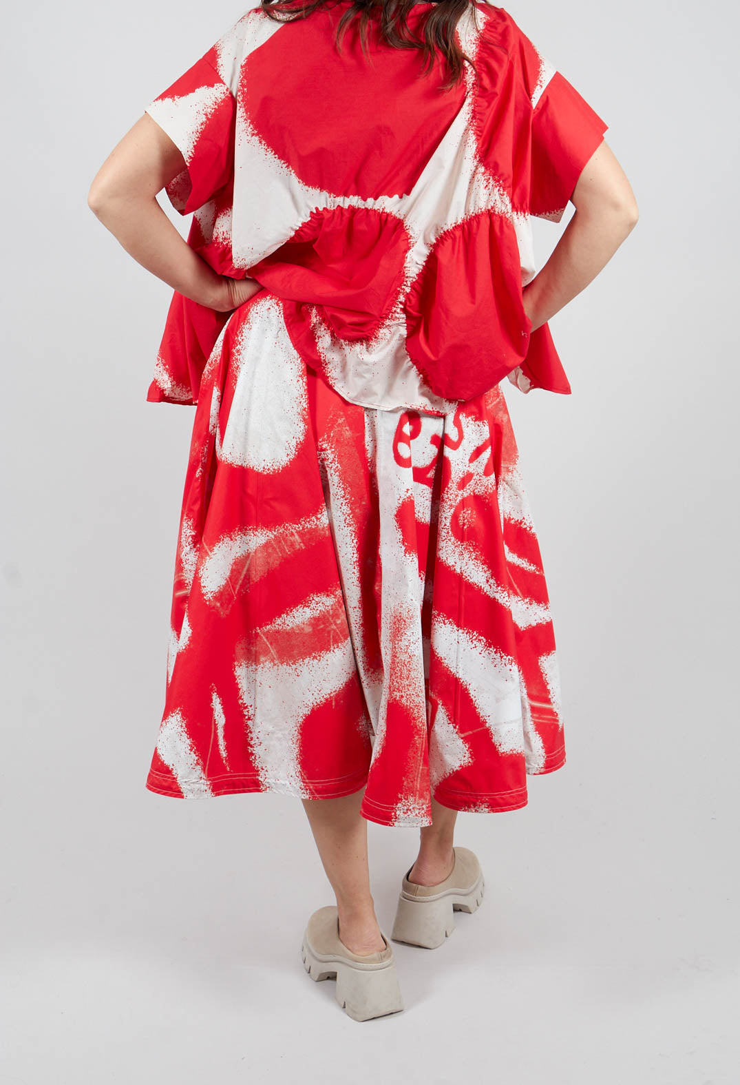 Large Pocket Midi Skirt in Ketchup Print - 1000303