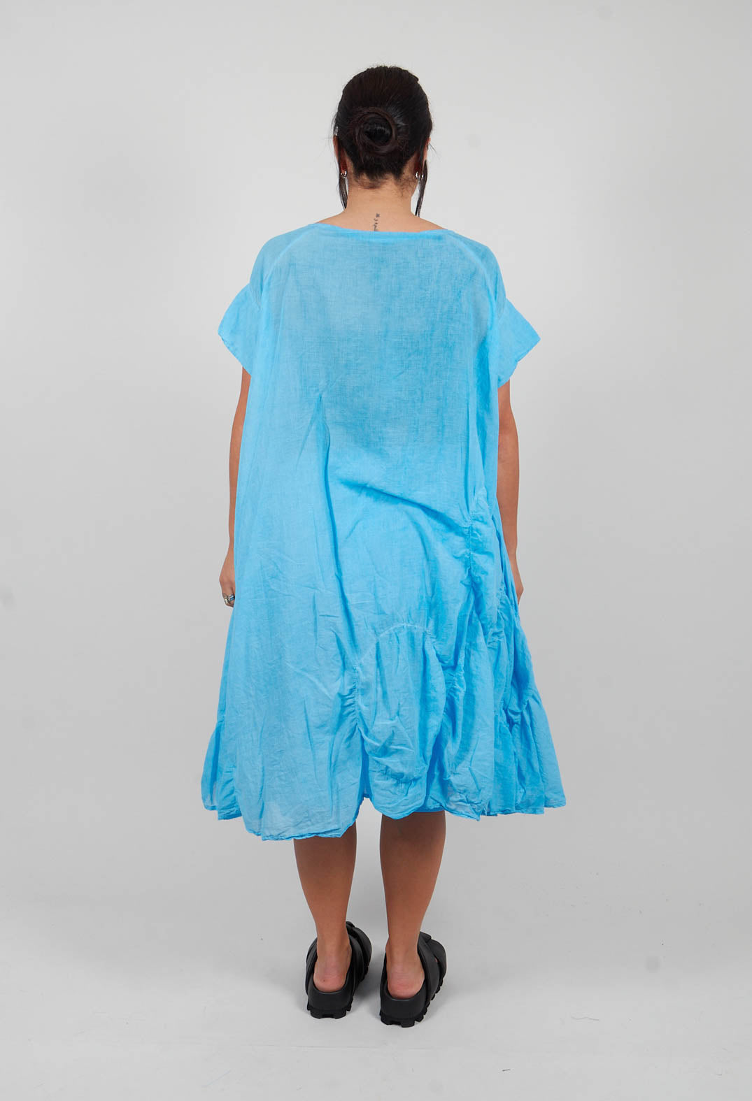 Circular Gathered Dress in Ice Cloud - 1350901