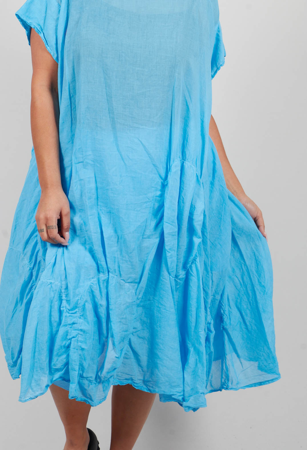 Circular Gathered Dress in Ice Cloud - 1350901