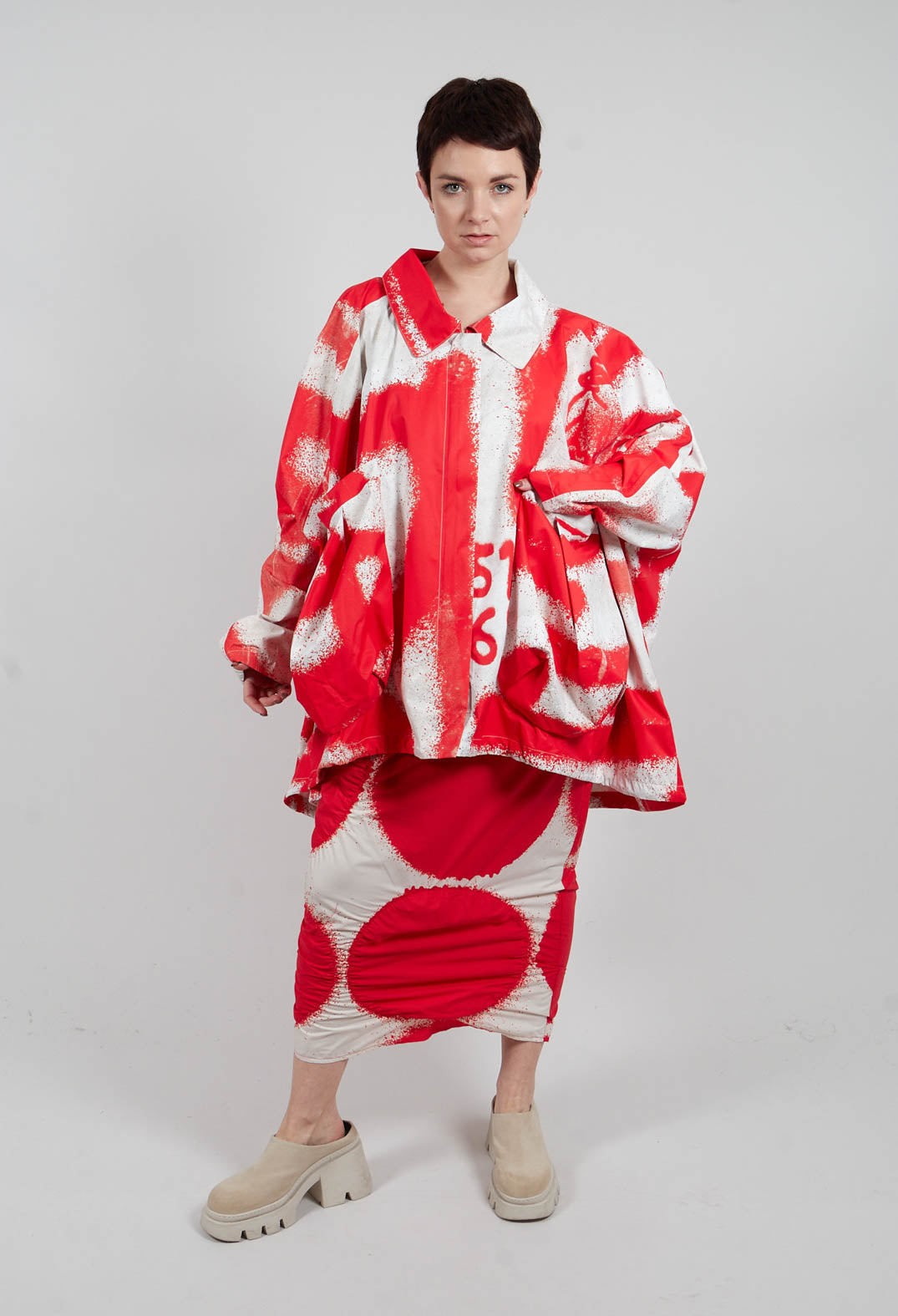 Slouch Fit Jacket in Ketchup Print - 1001104