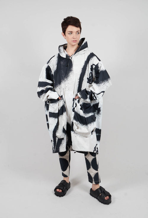 Lightweight Hooded Coat in Black Print - 1001205