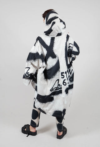 Lightweight Hooded Coat in Black Print - 1001205