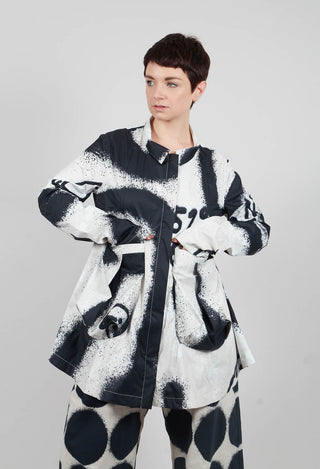 Zip Up Jacket in Black Print - 1001106