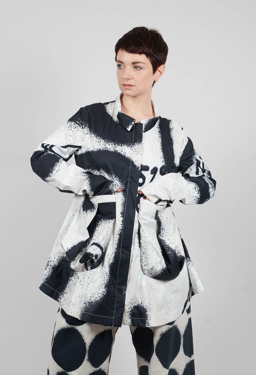 Zip Up Jacket in Black Print - 1001106