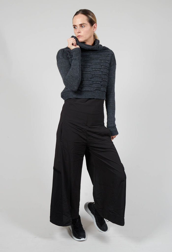 Tricot Pollock Slim Fit Cropped Jumper with Polo Neck in Anthracite